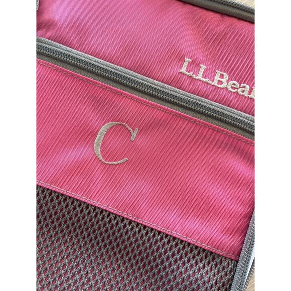 New L.L.Bean Zip Lunch Box Insulated Bright Pink Lunch Travel Cooler Monogram C - Picture 6 of 6